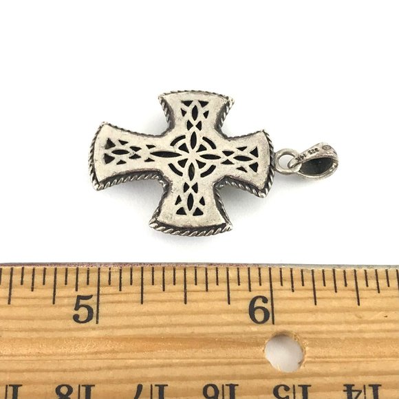 Sterling Silver 925 Vintage 14K Gold Peridot Cross Pendant - Picture 2 of 2